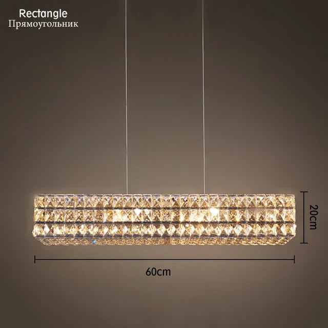 Gold Crystal Ring Chandelier Long L110cm