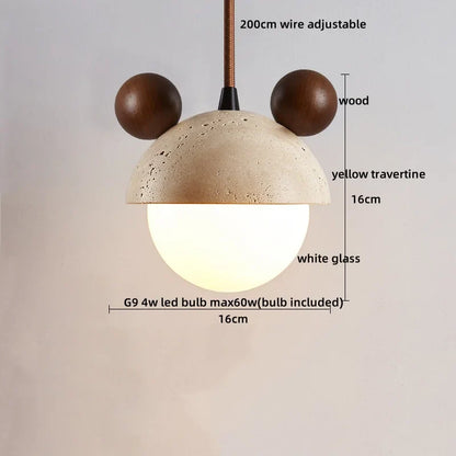 Decorbites™ Verstellbare LED-Hängeleuchte - Nordisch Modern Gelber Travertin-Marmor-Holzarmatur