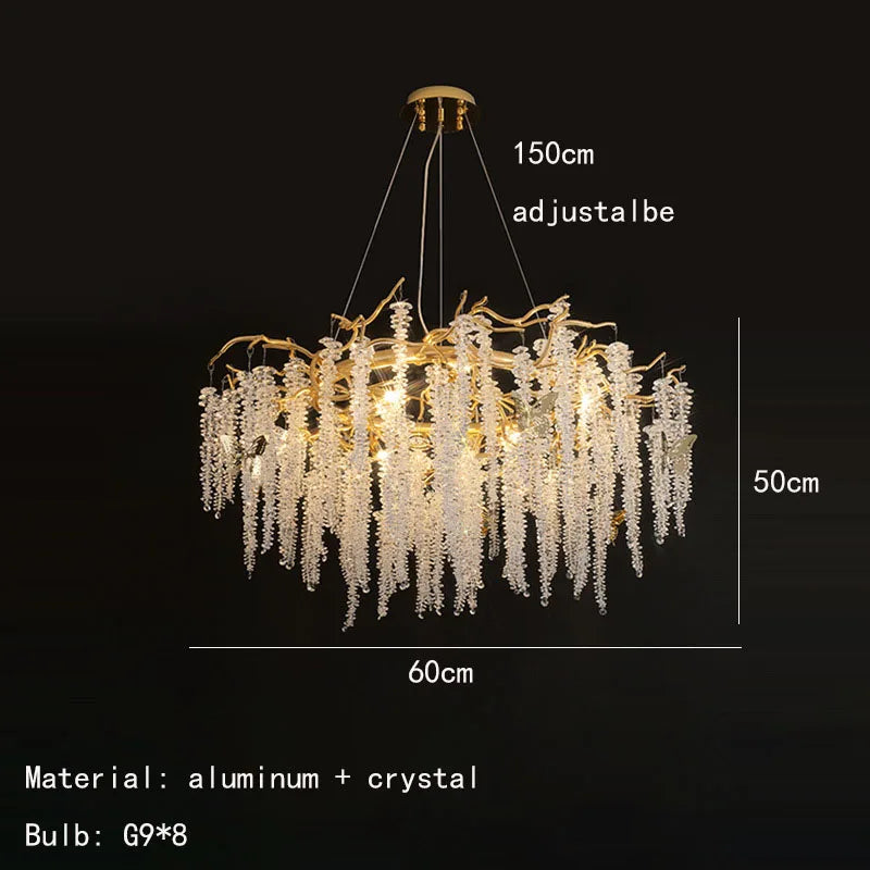 Decorbites™ Gold-Aluminium-Kristall-Kronleuchter für elegante Beleuchtung im Esszimmer