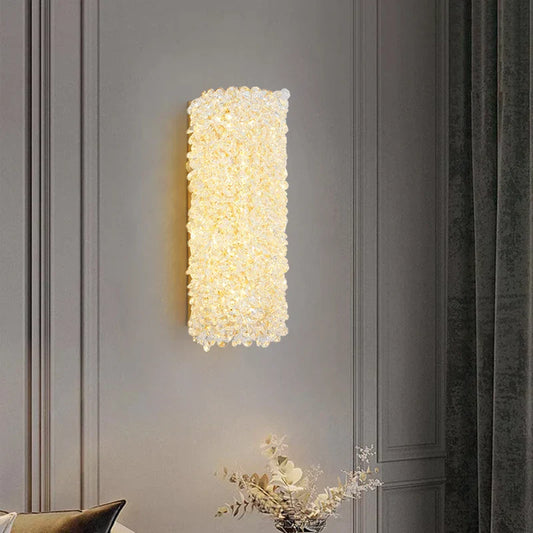 Decorbites™ Gold Metall Kristall Wandlampe für Schlafzimmer, Treppenhaus, Gang – Verstellbares Kabel, G9 Glühbirne