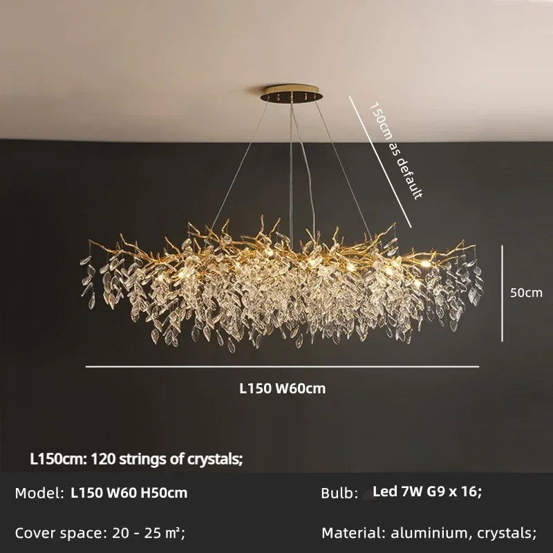 Decorbites™ Kristallzweig-Kronleuchter LED-Hängeleuchten Elegantes Villa-Wohnzimmer Gold-Dekor