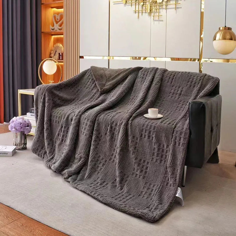 Decorbites™ Zweilagige Korallenfleece-Decke: Hochwertig, einfarbig, gemütliche Lammwolle für Bett, Sofa