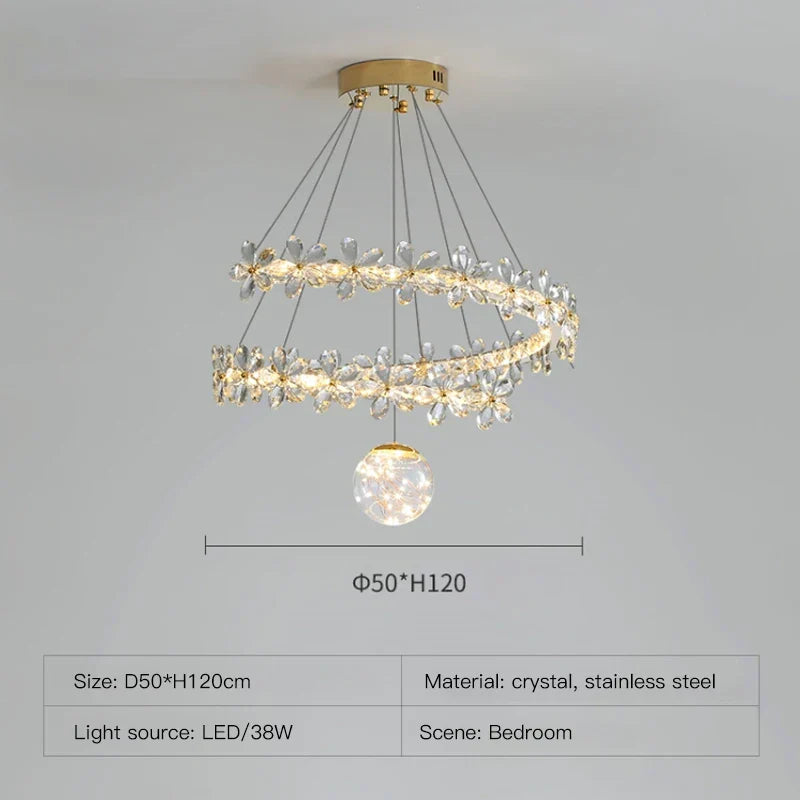 Decorbites™ Gold Kristall Spirale Kronleuchter LED Hängeleuchten für die Heimdekoration