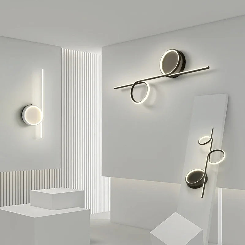 Decorbites™ Kreis Gerade Stange Wandlampe | Moderne Nordische LED Schlafzimmer Wohnzimmer Dekoration