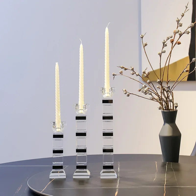 DecorBites™ Geometric Glass Candle Holder Block Design Home Decor Accessory