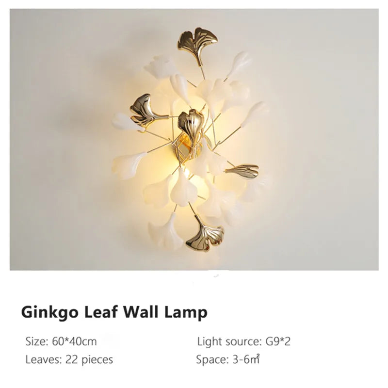 Gold Branch Chandelier 125cm Porcelain Leaves