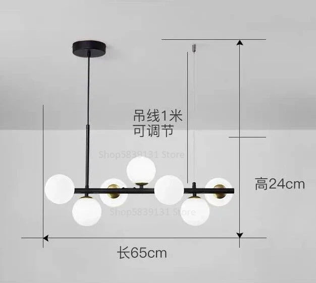 DecorBites™ Glass Ball Pendant Chandelier, Adjustable Height, Modern Nordic Design