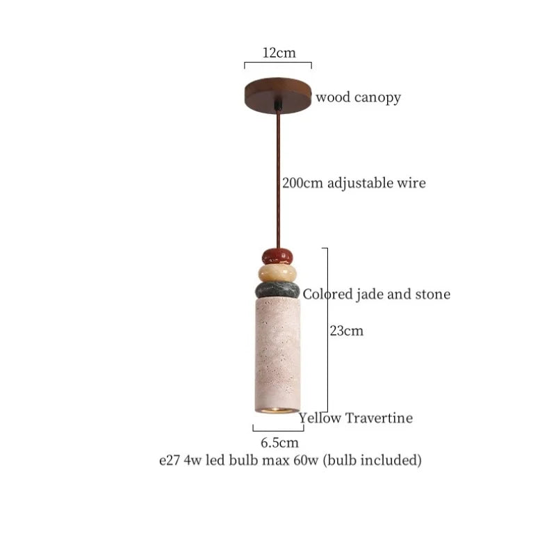 Decorbites™ Glas-Kugelleuchte LED-Hängeleuchte Vintage Gelber Travertin Hanglampe