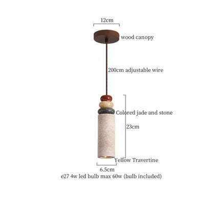 Decorbites™ Glas-Kugelleuchte LED-Hängeleuchte Vintage Gelber Travertin Hanglampe