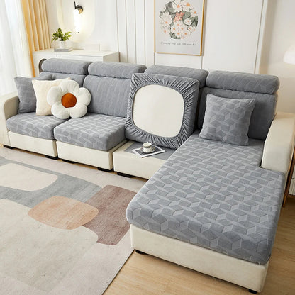 DecorBites™ Jacquard Sofa Seat Cover: Stretchable, Washable & Removable Protector