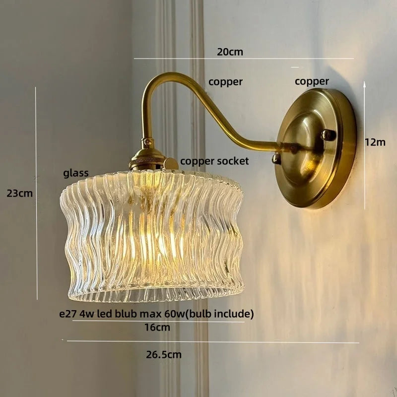 Decorbites™ Grünes Glas-LED-Wandleuchte mit Kupferknopf-Schalter für modernes Heim-Dekor
