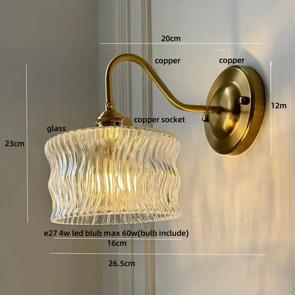 Decorbites™ Grünes Glas-LED-Wandleuchte mit Kupferknopf-Schalter für modernes Heim-Dekor