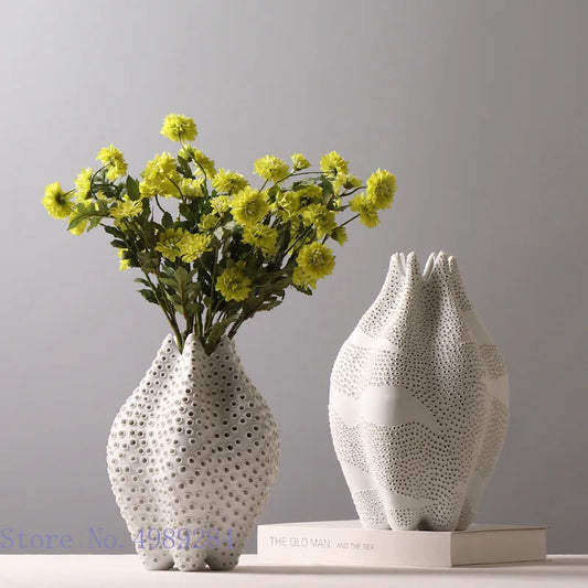 Decorbites™-Punktmuster-Keramikvase: Handgefertigte abstrakte geometrische Wohnraumausstattung