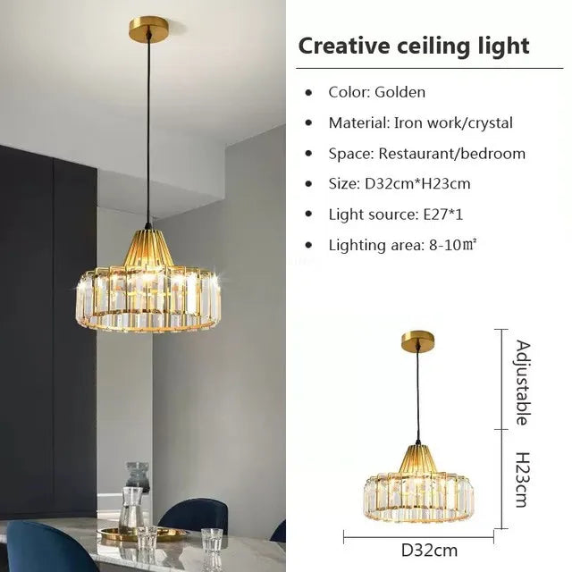 Decorbites™ Kristall-LED-Hängeleuchte: Retro-Gold-Lampenschirm für Wohnzimmer, Schlafzimmer, Esszimmer