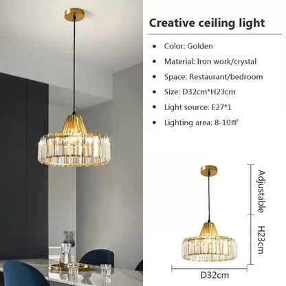 Decorbites™ Kristall-LED-Hängeleuchte: Retro-Gold-Lampenschirm für Wohnzimmer, Schlafzimmer, Esszimmer