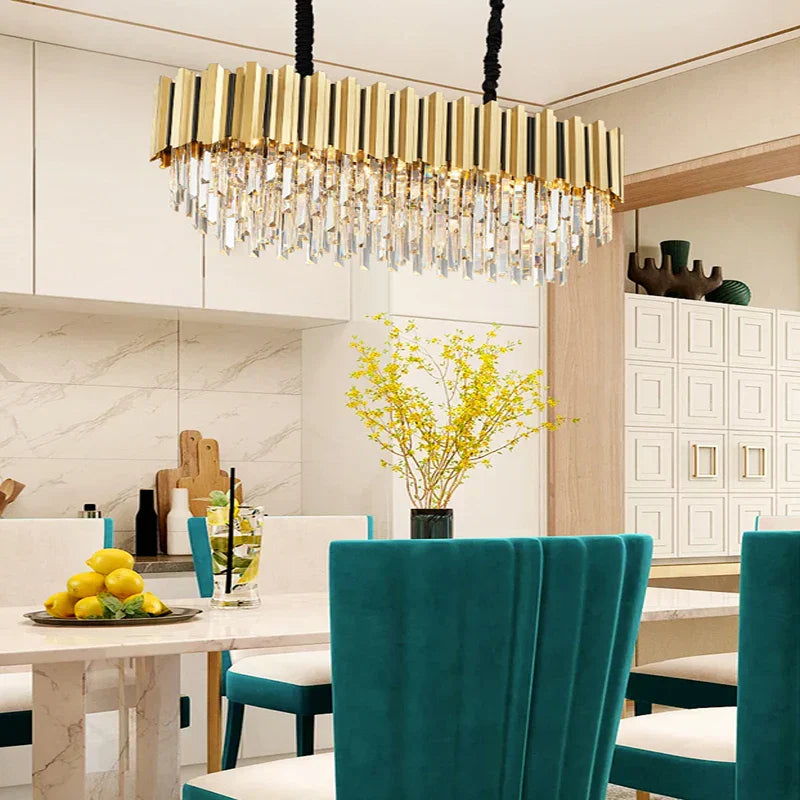 Gold Crystal Chandelier Stainless Steel Oval100cm