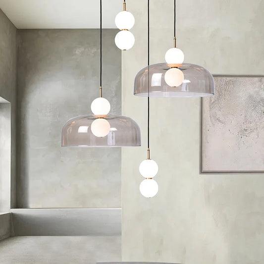 DecorBites™ Double Balls Glass Chandelier Pendant Light for Kitchen Dining Room