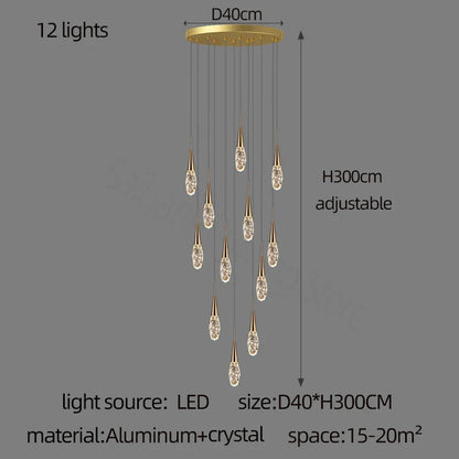 DecorBites™ Diamond Crystal Chandelier - Gold Interior Designer Living Room Lamp