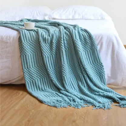 DecorBites™ Knitted Pineapple Grid Throw Blanket - Nordic Sofa Blanket for Home Decor