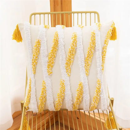 DecorBites™ Embroidered Geometric Leaves Pillow Cover Handmade Home Decor 30x50cm/45x45cm