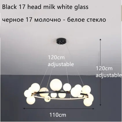 DecorBites™ Glass Ball LED Chandelier: Modern Nordic Style for Living, Dining, Kitchen, Study