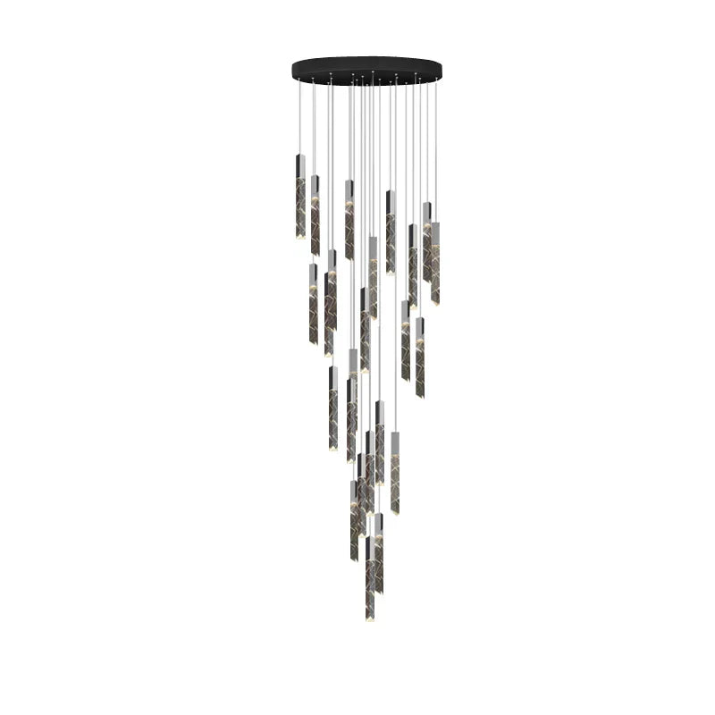 Gold Crystal Stair Chandelier 25-Lamp Design