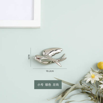 Decorbites™ Goldener Vogel-Schwalben-Skulptur Wanddekoration Dreidimensionale Handwerkskunst