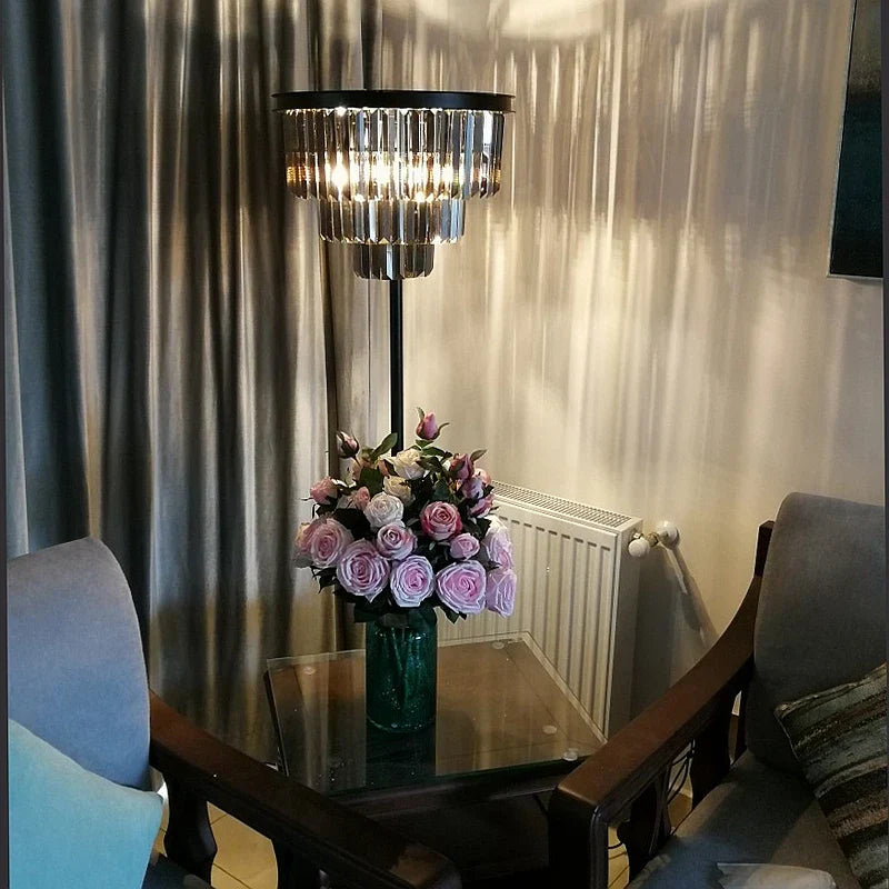 Decorbites™ Grauer Kristall Schwarze Stehlampe - Moderne Luxus-Klassik Wohnzimmer-Dekoration