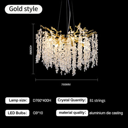 DecorBites™ Crystal Branch Chandelier: Elegant LED Ceiling Light for Living/Dining Room & Foyer