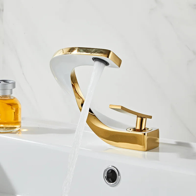 Gold White Basin Faucet