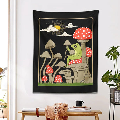 DecorBites™ Cute Frog Tapestry Wall Hanging for Retro Aesthetic Bedroom Decor