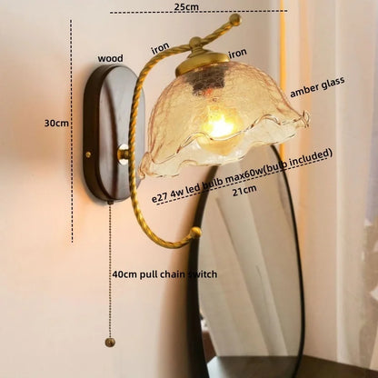 Decorbites™ Eisen-Glas-LED-Wandleuchten Moderne Nachttischlampe 4W Glühbirne für Badezimmer Schlafzimmer Wohnzimmer