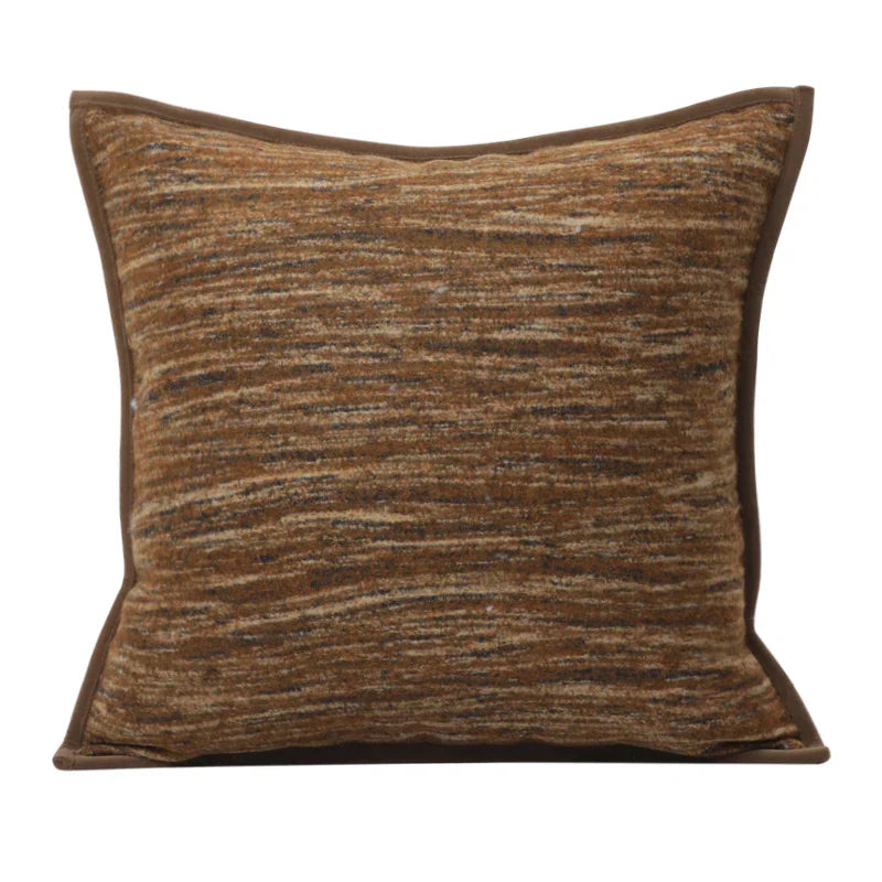 DecorBites™ Geometric Brown Leather Splicing Throw Pillow Cover 45x45cm Luxe Square Cushion Case