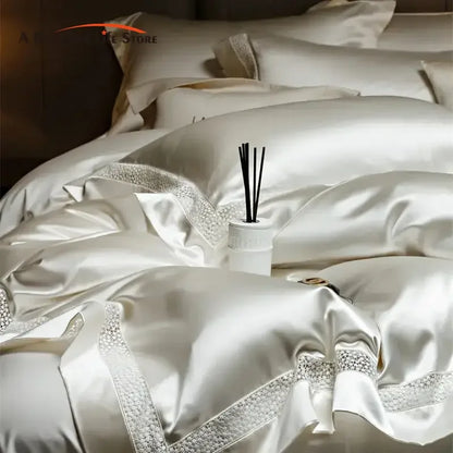Decorbites™ Französisches Hohlfaser-Luxus-Bettwäsche-Set mit Lyocell-Baumwoll-Bettbezug, Laken und Kissenbezügen