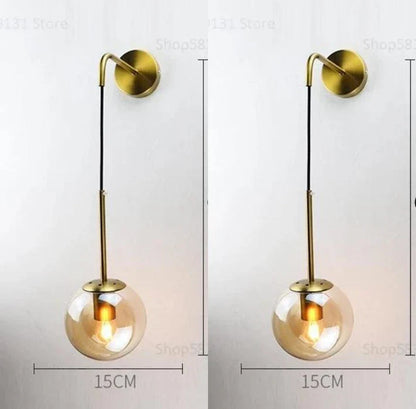 Decorbites™ Glas-Kugel-LED-Wandleuchte für Schlafzimmerdekoration und Wohnzimmerarmaturen