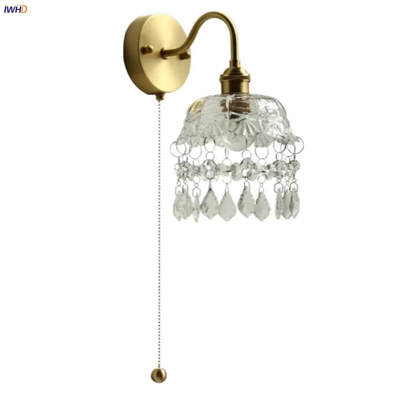 DecorBites™ Crystal Glass LED Wall Light with Pull Chain Switch, Nordic Modern Design