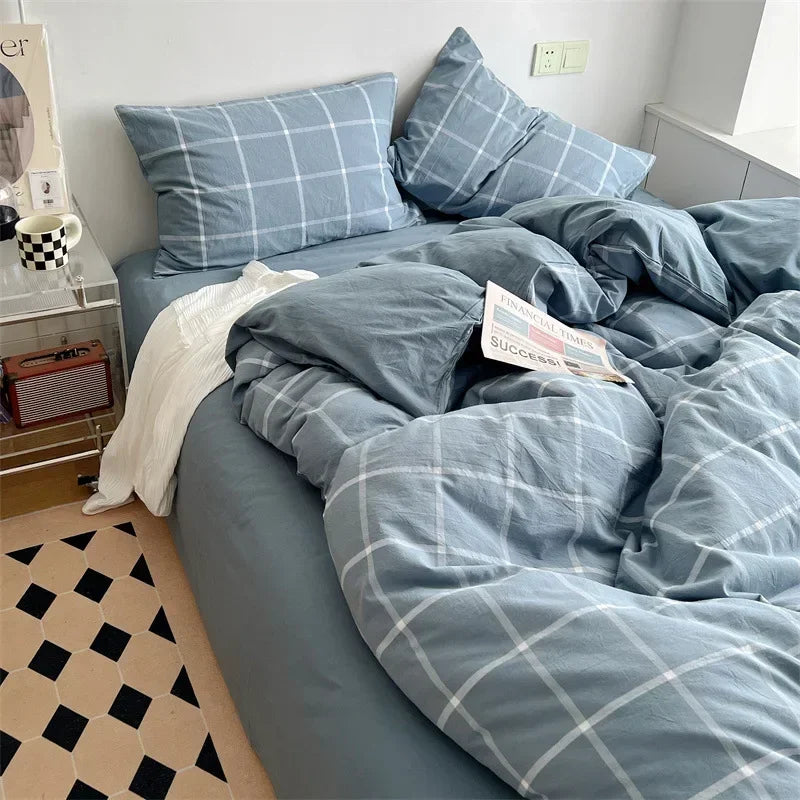 Decorbites™ Japanischer Stil Baumwollbedrucktes 4-teiliges Bettwäsche-Set mit beidseitigem Design