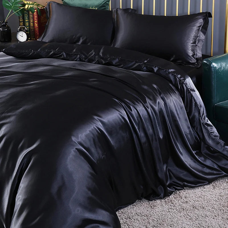 DecorBites™ King Size Silk-Blend Duvet Cover Set with Pillowcases