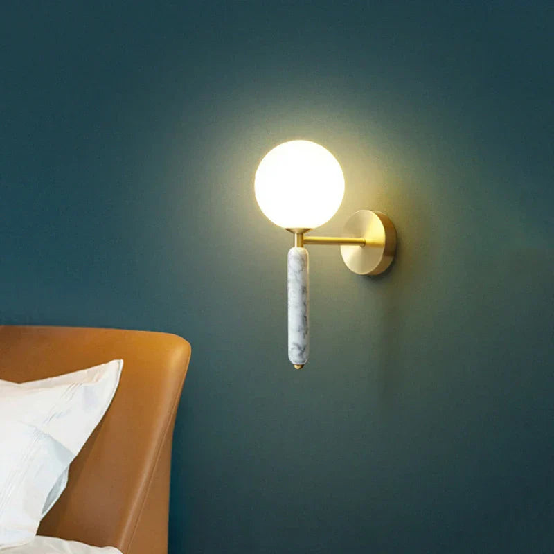 DecorBites™ Italian Green Marble Glass Ball Wall Lamp for Hotel Restaurant Decor