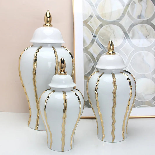 Decorbites™ Goldrand-Keramik-Allzweck-Topf Vintage-Porzellan-Vase Heimdekoration