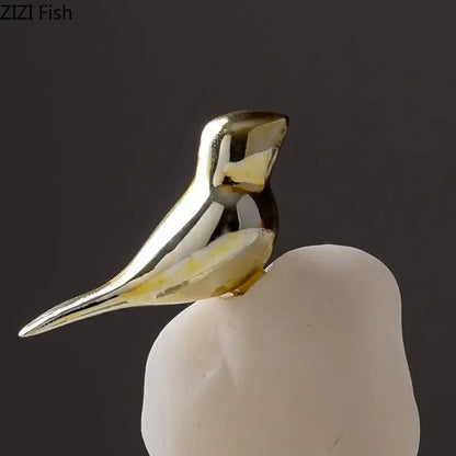 Decorbites™ Goldener Vogel-Statue Kristallbasis Schreibtisch-Dekoration, vergoldete moderne Heimdekoration