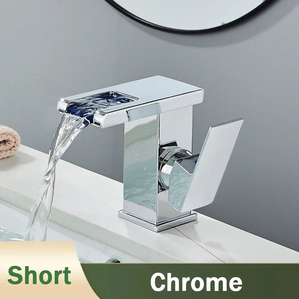 Decorbites™ LED Schwarzer Wasserfall Beckenarmatur: Deckengemontierter Hydroelektrischer Mischbatterie Hahn