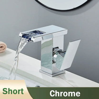 Decorbites™ LED Schwarzer Wasserfall Beckenarmatur: Deckengemontierter Hydroelektrischer Mischbatterie Hahn