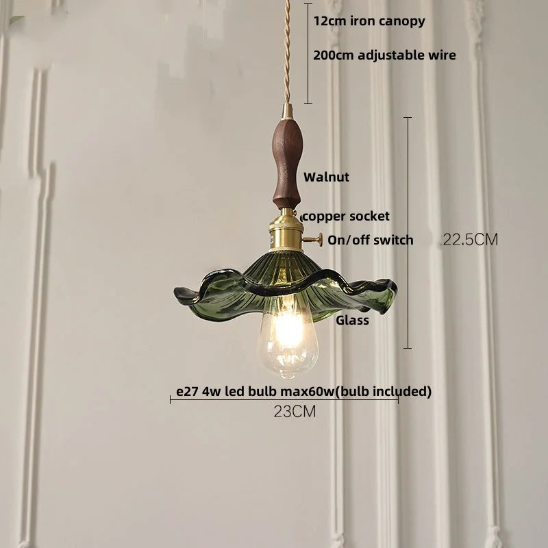 Green Glass Adjustable Pendant