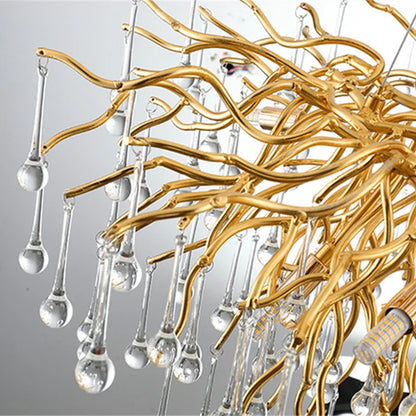 DecorBites™ Crystal Water Drop Chandelier – Luxury Ceiling Light for Hotels, Restaurants, Villas