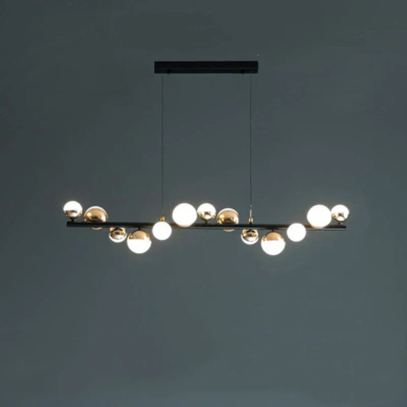 DecorBites™ Gold Balls LED Chandelier: Art Deco Round Lighting with Acrylic Balls for Home Décor