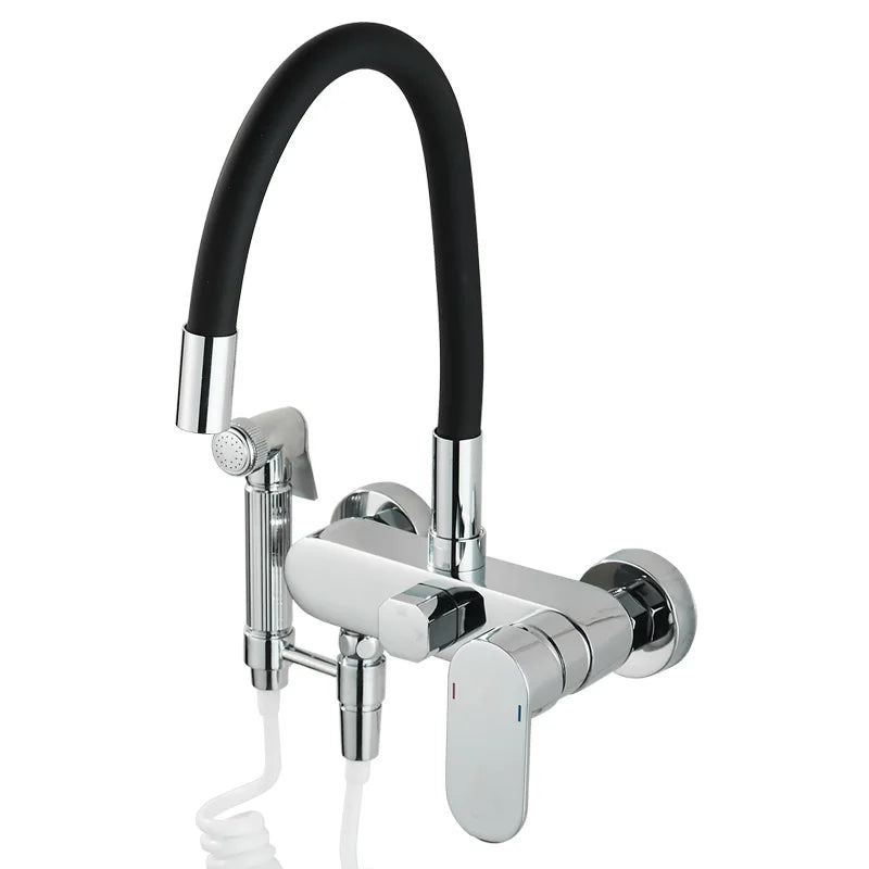 Matte Black Kitchen Faucet Wall Mounted
