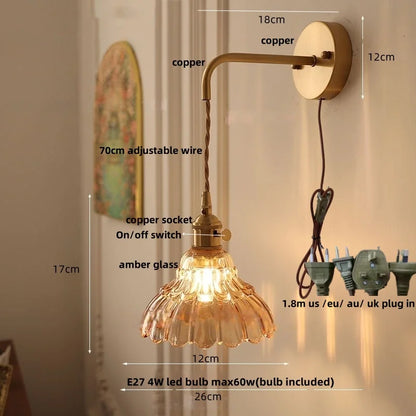Decorbites™ LED-Wandleuchte Modern Nordisch mit Zugschalter Glas Schlafzimmerlampe