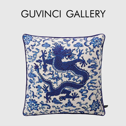 Decorbites™ Indigo-Blauer-Drachen-Samt-Kissenbezug 60x60 cm Eklektischer Stil für Heimdekoration