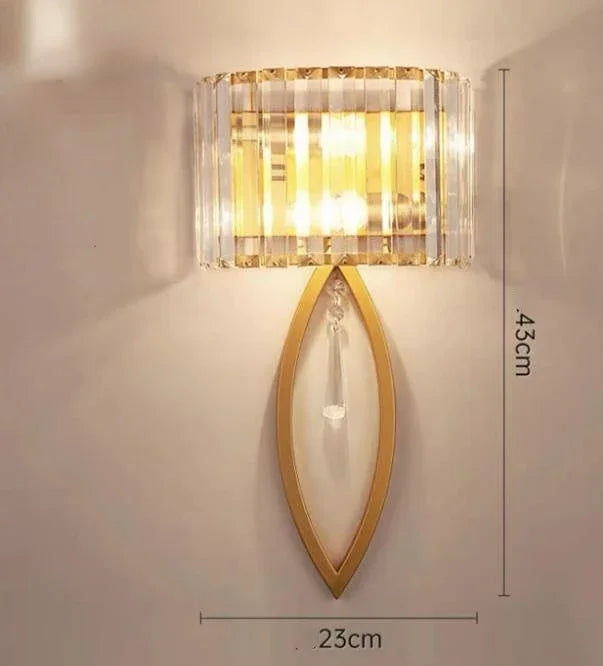 Gold Shimmering Crystal Wall Sconce For Bedroom